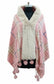 Rose Pink Contrast Check Cape with Faux Fur