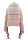 Rose Pink Contrast Check Cape with Faux Fur