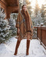 Bronze Contrast Check Cape with Faux Fur