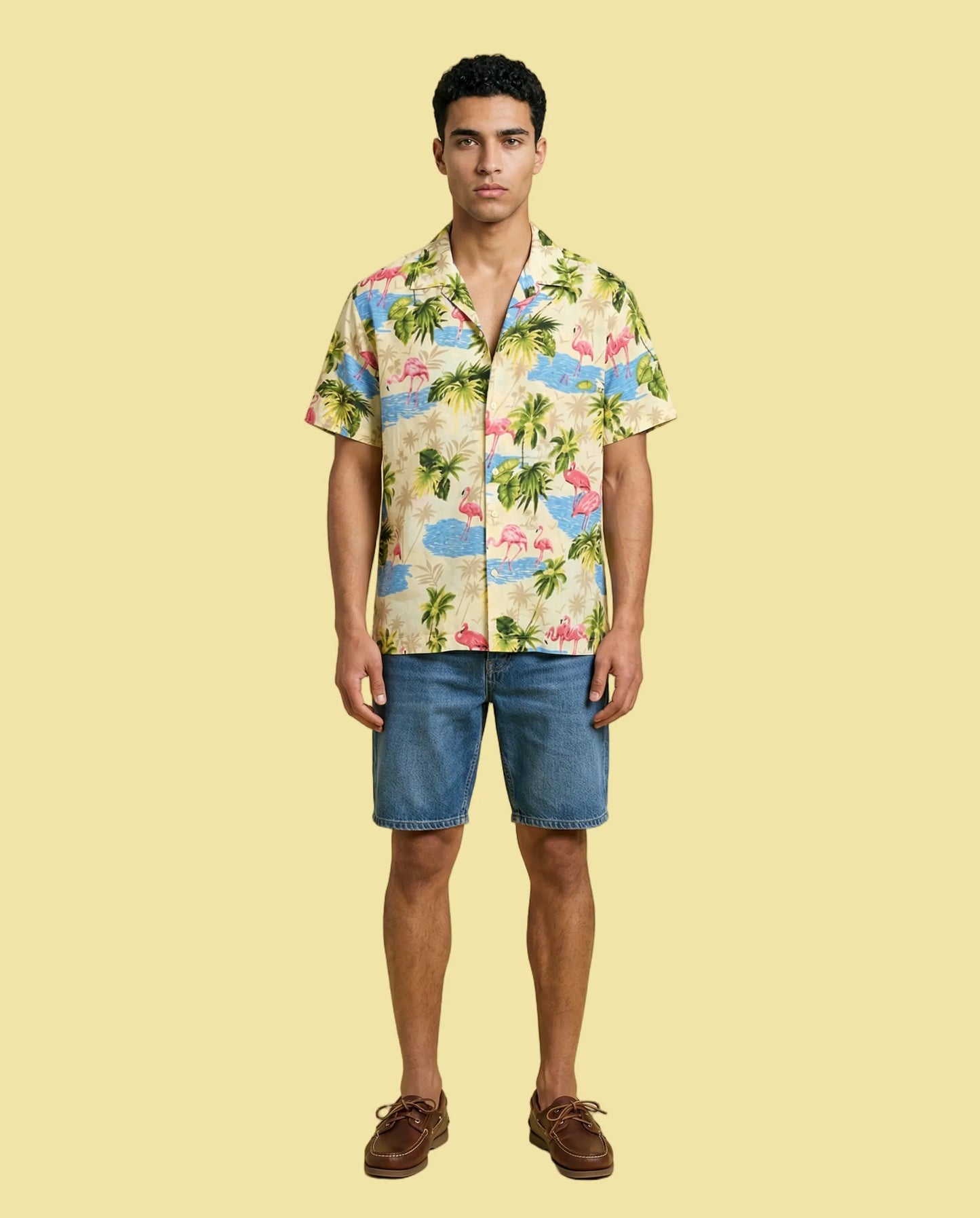 Tropical Flamingo Beach Shirt for Men