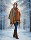 Bronze Contrast Check Cape with Faux Fur