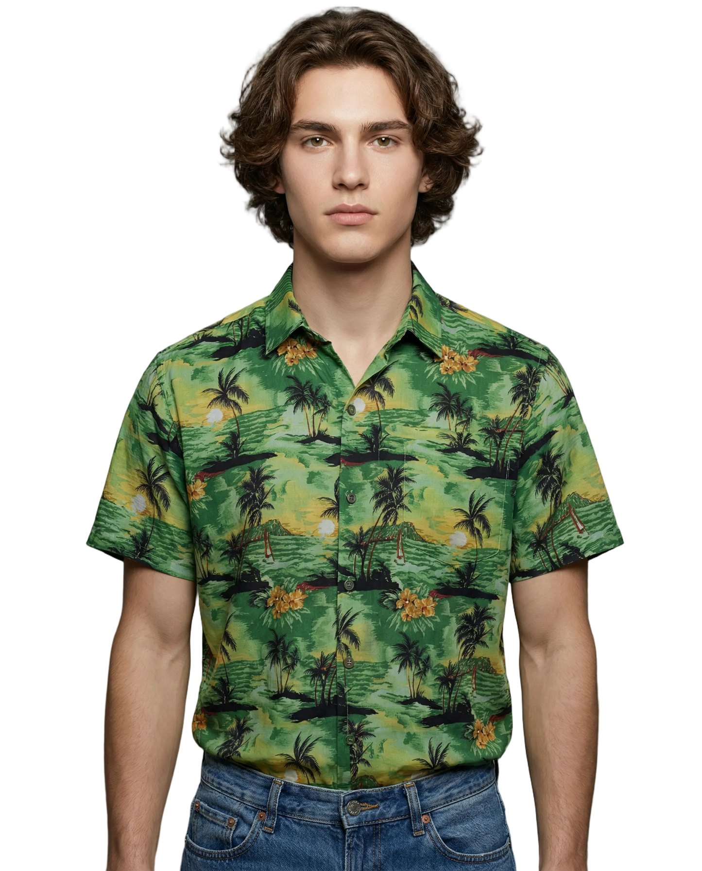 Carribbean Tropical Green Beach Shirt for Men